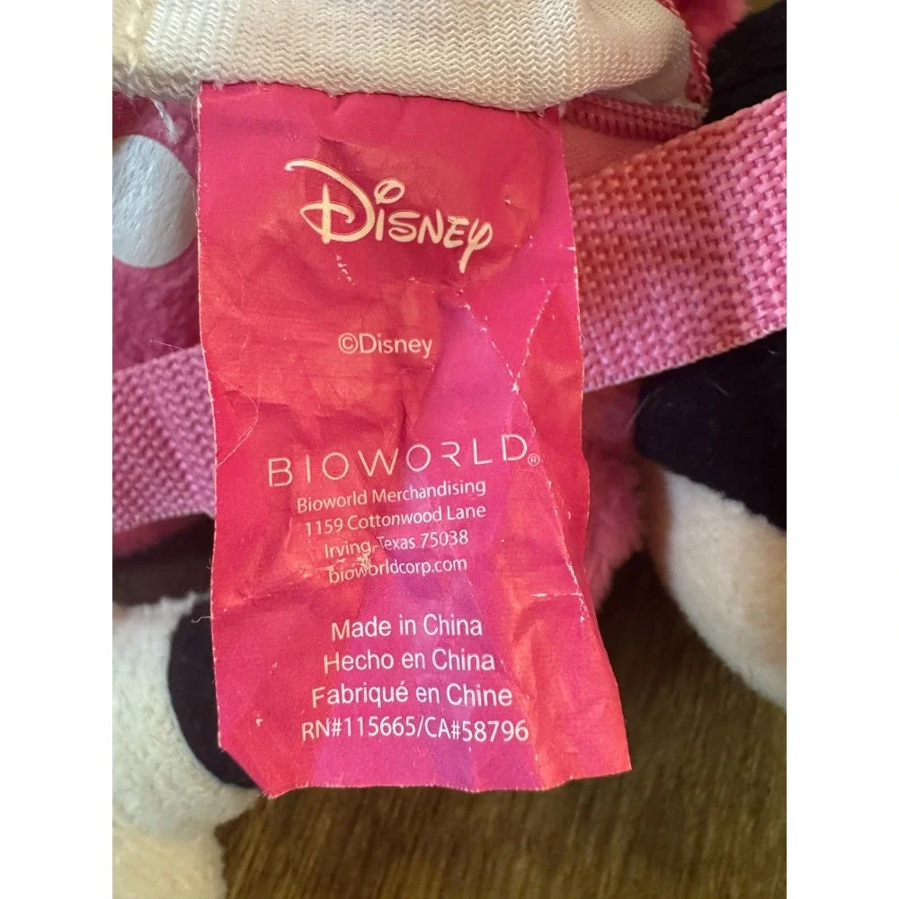 Bioworld Disney Minnie Mouse Backpack Plush Kids Small Pocket Pink Dress 17 Inch